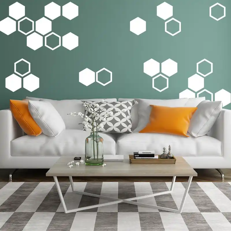 Weekend Sale 50x Honeycomb Wall Decals Decor - Geometric Hexagon Sticker For Bedroom Living Room