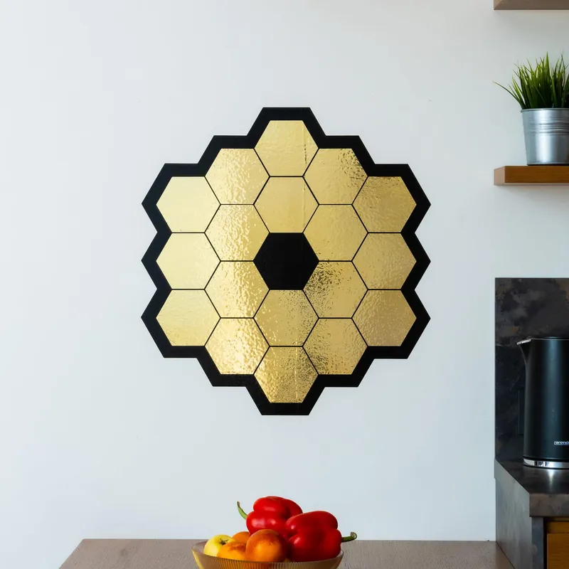 James Webb Space Telescope Mirror Wall Sticker - Gold Chrome Vinyl Space Decal - Universe jwst Room Decor - Perfect Astronomy Geek Gift Seasonal Sale