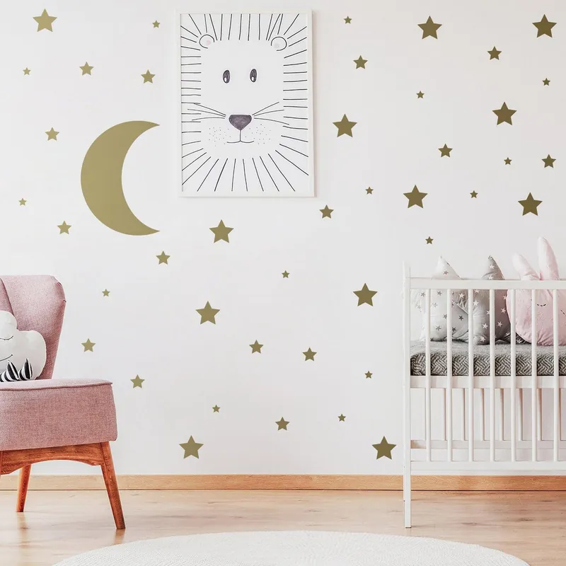 115x Star Wall Stickers - Baby Shower Moon Set Decorative Vinyl Decal Fresh Stock