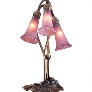 Meyda 16"h Lavender Pond Lily 3 Lt Accent Lamp - 13863 Fan Favorite