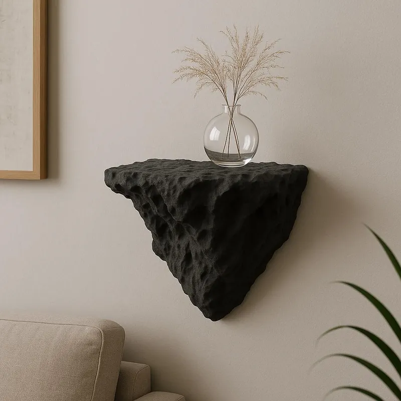 Weekend Sale 3D Printed Rock Wall Shelf | Geometric Floating Shelf | Black Sculptural Decor | Minimalist Home Accent | Gift for Design Lovers