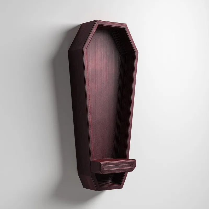 While Supplies Last 3D Printed Coffin Wall Shelf | Gothic Vampire Niche for Candles & Crystals | Horror Home Decor Accent for Halloween Lovers and Goth Rooms