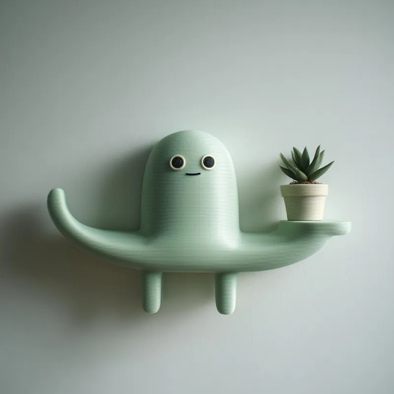 3D Printed Creature Wall Shelf | Cute Monster Floating Shelf for Small Plants | Playful Wall Decor for Kids Room | Whimsical Nursery Display Low Price