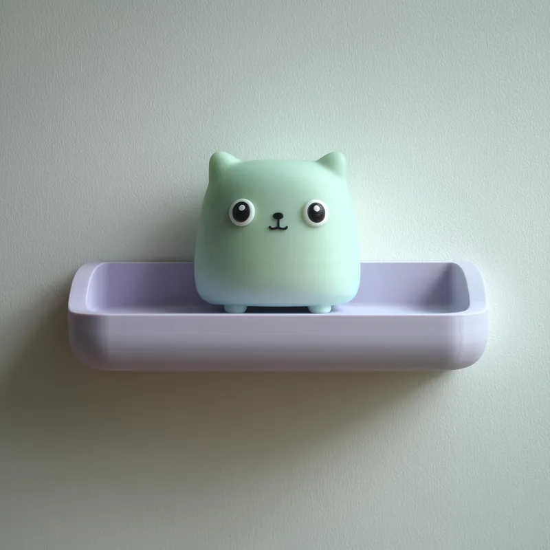 3D Printed Cat Wall Shelf | Minimal Cube Character Floating Ledge | Cute Modern Room Decor Accent for Kids Rooms and Cozy Home Interiors Fan Favorite
