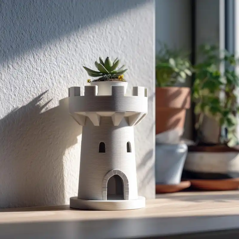 3D Printed Castle Tower Planter | Medieval Rook Style Succulent Pot | Fantasy Tabletop Decor for Desks, Windowsills and Cozy Home Interiors Big Sale