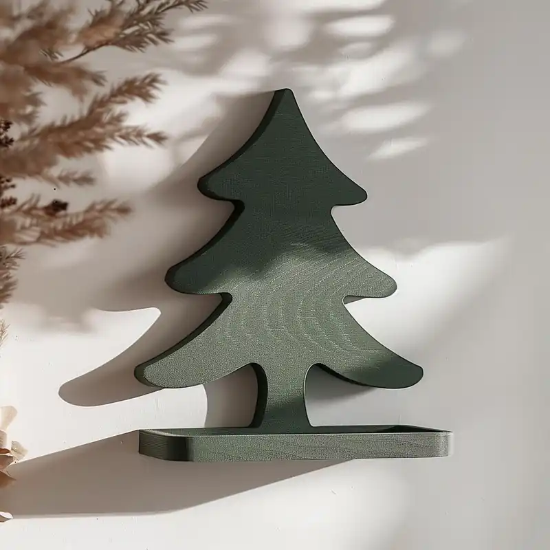 3D Printed Christmas Tree Wall Shelf | Minimalist Holiday Floating Ledge | Modern Festive Wall Decor Accent for Cozy Homes and Workspaces Special Offer
