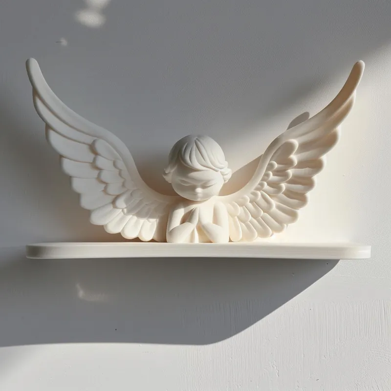 Warranty Included 3D Printed Angel Wall Shelf | Modern Minimalist Angel Wings Decor | Unique 3D Printed Floating Wall Ledge for Cozy Contemporary Interiors
