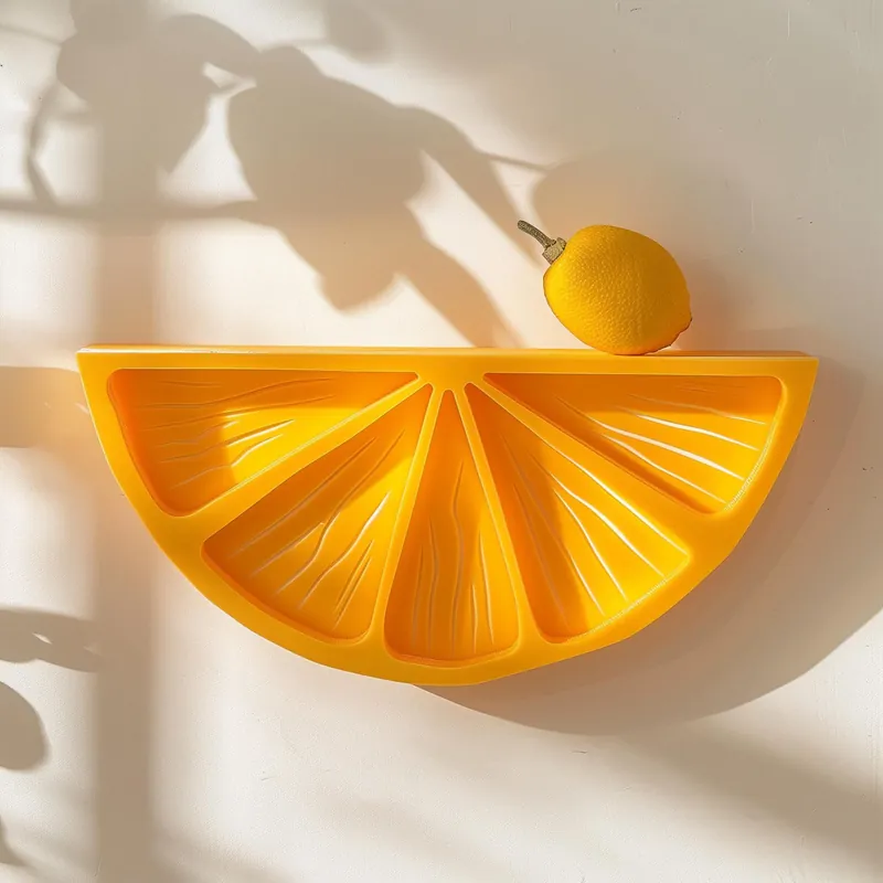 One Day Deal 3D Printed Citrus Wall Shelf | Modern Fruit Inspired Floating Shelf Design | Unique Playful Home Decor | Contemporary Kitchen Wall Accent