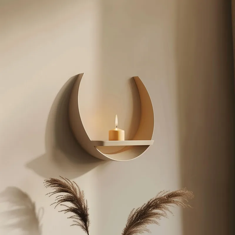 3D Printed Crescent Moon Wall Shelf | Modern Minimalist Floating Shelf Design | Unique Lunar Home Decor Accent | Contemporary Wall Shelf Weekend Sale