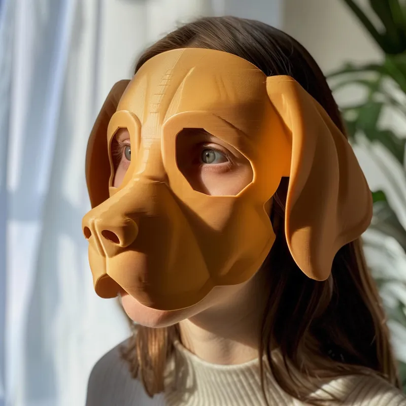 3D Printed Beagle Face Mask | Realistic Dog Mask for Adults | Unique Animal Cosplay & Halloween Costume Prop | Modern 3D Print Art Design Brand New
