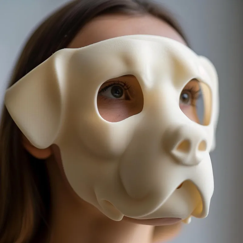 3D Printed Bulldog Face Mask | Minimalist Dog Mask for Adults | Unique Animal Cosplay Accessory | Modern 3D Print Halloween Costume Prop Seasonal Sale