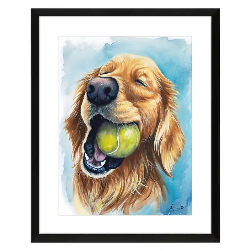 Kivi Ball is Life - Golden Framed Art Crafted